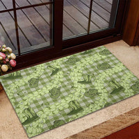 Lime Palaka Hawaii Cowboy Rubber Doormat Puakenikeni Lei Paniolo Papale Seamless Vibes - Polynesian Pride