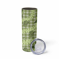 Lime Palaka Hawaii Cowboy Skinny Tumbler Puakenikeni Lei Paniolo Papale Seamless Vibes - Polynesian Pride