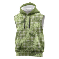 Lime Palaka Hawaii Cowboy Sleeveless Hoodie Puakenikeni Lei Paniolo Papale Seamless Vibes - Polynesian Pride