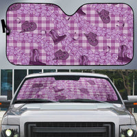 Purple Palaka Hawaii Cowboy Auto Sun Shade Puakenikeni Lei Paniolo Papale Seamless Vibes - Polynesian Pride