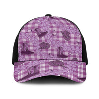 Purple Palaka Hawaii Cowboy Baseball Net Cap Puakenikeni Lei Paniolo Papale Seamless Vibes - Polynesian Pride