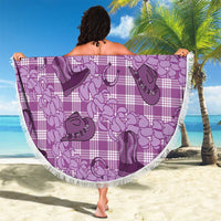 Purple Palaka Hawaii Cowboy Beach Blanket Puakenikeni Lei Paniolo Papale Seamless Vibes - Polynesian Pride