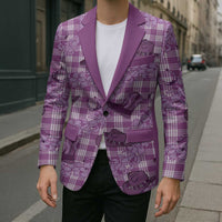 Purple Palaka Hawaii Cowboy Blazer Puakenikeni Lei Paniolo Papale Seamless Vibes - Polynesian Pride