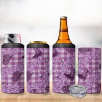 Purple Palaka Hawaii Cowboy 4 in 1 Can Cooler Tumbler Puakenikeni Lei Paniolo Papale Seamless Vibes - Polynesian Pride