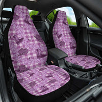 Purple Palaka Hawaii Cowboy Car Seat Cover Puakenikeni Lei Paniolo Papale Seamless Vibes - Polynesian Pride
