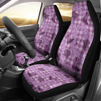 Purple Palaka Hawaii Cowboy Car Seat Cover Puakenikeni Lei Paniolo Papale Seamless Vibes - Polynesian Pride