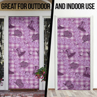 Purple Palaka Hawaii Cowboy Door Cover Puakenikeni Lei Paniolo Papale Seamless Vibes - Polynesian Pride