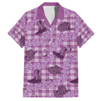 Purple Palaka Hawaii Cowboy Family Matching Off The Shoulder Long Sleeve Dress and Hawaiian Shirt Puakenikeni Lei Paniolo Papale Seamless Vibes - Polynesian Pride