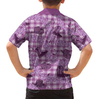 Purple Palaka Hawaii Cowboy Family Matching Puletasi and Hawaiian Shirt Puakenikeni Lei Paniolo Papale Seamless Vibes - Polynesian Pride