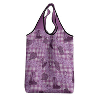 Purple Palaka Hawaii Cowboy Grocery Bag Puakenikeni Lei Paniolo Papale Seamless Vibes - Polynesian Pride