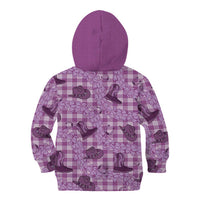 Purple Palaka Hawaii Cowboy Kid Hoodie Puakenikeni Lei Paniolo Papale Seamless Vibes - Polynesian Pride