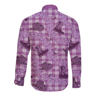 Purple Palaka Hawaii Cowboy Long Sleeve Button Shirt Puakenikeni Lei Paniolo Papale Seamless Vibes - Polynesian Pride