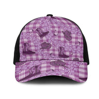 Purple Palaka Hawaii Cowboy Mesh Trucker Cap Puakenikeni Lei Paniolo Papale Seamless Vibes - Polynesian Pride