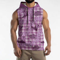 Purple Palaka Hawaii Cowboy Sleeveless Hoodie Puakenikeni Lei Paniolo Papale Seamless Vibes - Polynesian Pride