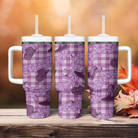 Purple Palaka Hawaii Cowboy Tumbler With Handle Puakenikeni Lei Paniolo Papale Seamless Vibes - Polynesian Pride