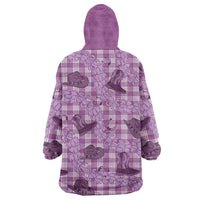 Purple Palaka Hawaii Cowboy Wearable Blanket Hoodie Puakenikeni Lei Paniolo Papale Seamless Vibes - Polynesian Pride