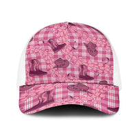 Pink Palaka Hawaii Cowboy Baseball Net Cap Puakenikeni Lei Paniolo Papale Seamless Vibes - Polynesian Pride
