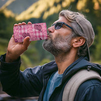 Pink Palaka Hawaii Cowboy 4 in 1 Can Cooler Tumbler Puakenikeni Lei Paniolo Papale Seamless Vibes - Polynesian Pride