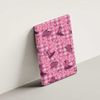 Pink Palaka Hawaii Cowboy Canvas Wall Art Puakenikeni Lei Paniolo Papale Seamless Vibes - Polynesian Pride