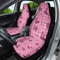 Pink Palaka Hawaii Cowboy Car Seat Cover Puakenikeni Lei Paniolo Papale Seamless Vibes - Polynesian Pride
