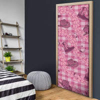 Pink Palaka Hawaii Cowboy Door Cover Puakenikeni Lei Paniolo Papale Seamless Vibes - Polynesian Pride