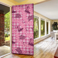 Pink Palaka Hawaii Cowboy Door Cover Puakenikeni Lei Paniolo Papale Seamless Vibes - Polynesian Pride