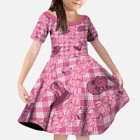 Pink Palaka Hawaii Cowboy Family Matching Mermaid Dress and Hawaiian Shirt Puakenikeni Lei Paniolo Papale Seamless Vibes - Polynesian Pride