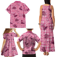 Pink Palaka Hawaii Cowboy Family Matching Tank Maxi Dress and Hawaiian Shirt Puakenikeni Lei Paniolo Papale Seamless Vibes - Polynesian Pride