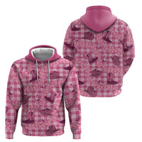 Pink Palaka Hawaii Cowboy Hoodie Puakenikeni Lei Paniolo Papale Seamless Vibes - Polynesian Pride