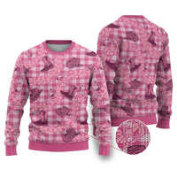 Pink Palaka Hawaii Cowboy Ugly Christmas Sweater Puakenikeni Lei Paniolo Papale Seamless Vibes - Polynesian Pride