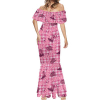 Pink Palaka Hawaii Cowboy Mermaid Dress Puakenikeni Lei Paniolo Papale Seamless Vibes - Polynesian Pride