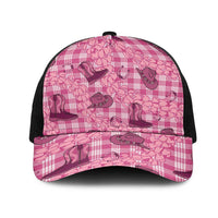 Pink Palaka Hawaii Cowboy Mesh Trucker Cap Puakenikeni Lei Paniolo Papale Seamless Vibes - Polynesian Pride