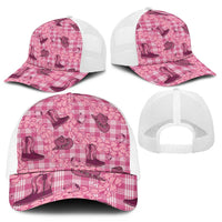 Pink Palaka Hawaii Cowboy Mesh Trucker Cap Puakenikeni Lei Paniolo Papale Seamless Vibes - Polynesian Pride