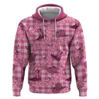 Pink Palaka Hawaii Cowboy Zip Hoodie Puakenikeni Lei Paniolo Papale Seamless Vibes - Polynesian Pride