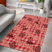 Red Palaka Hawaii Cowboy Area Rug Puakenikeni Lei Paniolo Papale Seamless Vibes - Polynesian Pride
