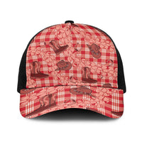 Red Palaka Hawaii Cowboy Baseball Net Cap Puakenikeni Lei Paniolo Papale Seamless Vibes LT14 One Size Black Red - Polynesian Pride
