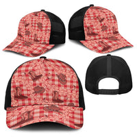 Red Palaka Hawaii Cowboy Baseball Net Cap Puakenikeni Lei Paniolo Papale Seamless Vibes LT14 - Polynesian Pride