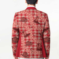 Red Palaka Hawaii Cowboy Blazer Puakenikeni Lei Paniolo Papale Seamless Vibes - Polynesian Pride