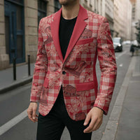 Red Palaka Hawaii Cowboy Blazer Puakenikeni Lei Paniolo Papale Seamless Vibes - Polynesian Pride