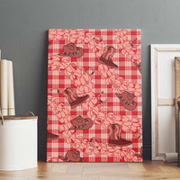 Red Palaka Hawaii Cowboy Canvas Wall Art Puakenikeni Lei Paniolo Papale Seamless Vibes - Polynesian Pride