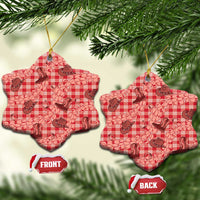 Red Palaka Hawaii Cowboy Ceramic Ornament Puakenikeni Lei Paniolo Papale Seamless Vibes - Polynesian Pride