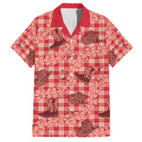 Red Palaka Hawaii Cowboy Family Matching Summer Maxi Dress and Hawaiian Shirt Puakenikeni Lei Paniolo Papale Seamless Vibes - Polynesian Pride