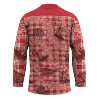 Red Palaka Hawaii Cowboy Hockey Jersey Puakenikeni Lei Paniolo Papale Seamless Vibes - Polynesian Pride