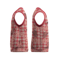 Red Palaka Hawaii Cowboy Christmas Knitted V-Neck Vest Puakenikeni Lei Paniolo Papale Seamless Vibes - Polynesian Pride