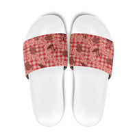 Red Palaka Hawaii Cowboy Slide Sandals Puakenikeni Lei Paniolo Papale Seamless Vibes - Polynesian Pride