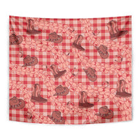 Red Palaka Hawaii Cowboy Tapestry Puakenikeni Lei Paniolo Papale Seamless Vibes - Polynesian Pride