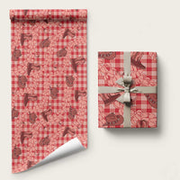 Red Palaka Hawaii Cowboy Wrapping Paper Puakenikeni Lei Paniolo Papale Seamless Vibes - Polynesian Pride