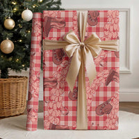 Red Palaka Hawaii Cowboy Wrapping Paper Puakenikeni Lei Paniolo Papale Seamless Vibes - Polynesian Pride