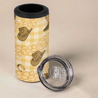 Yellow Palaka Hawaii Cowboy 4 in 1 Can Cooler Tumbler Puakenikeni Lei Paniolo Papale Seamless Vibes - Polynesian Pride