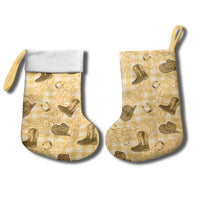 Yellow Palaka Hawaii Cowboy Christmas Stocking Puakenikeni Lei Paniolo Papale Seamless Vibes - Polynesian Pride